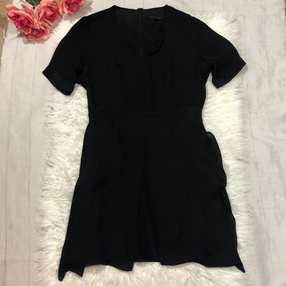 Jenni Kayne Silk V-neck Tulip Black Mini Dress